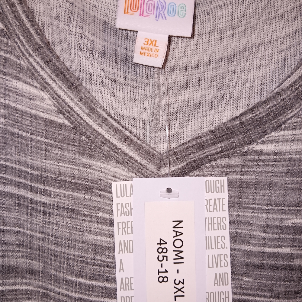 LuLaRoe Tan Striped V-Neck Top 3XL